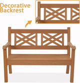 Psilvam 49''W All-Weather Poly Lumber Outdoor Bench – 2- Person Garden Bench with Decorative Backrest & Curved Armrests - Photo 6