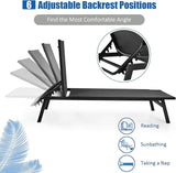 COSTWAY 2 PCS Patio Lounge Chair Chaise Recliner Back Adjustable Garden Black - Photo 7
