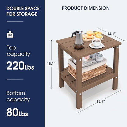 KINGYES Double Side Table, Adirondack End Table- Brown