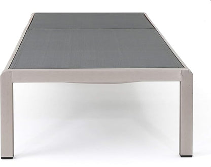 Christopher Knight Home Cape Coral Outdoor Mesh Chaise Lounges, 2-Pcs Set, Dark Grey / Silver