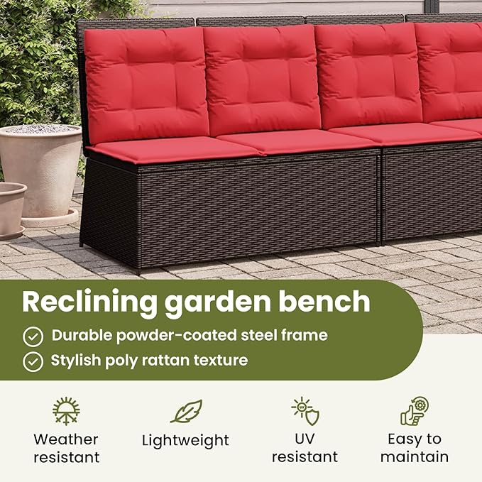 vidaXL Garden Bench Brown Poly Rattan, Alfresco Bench, Stylish Outdoor Lounger, Tough Patio Seat, Chill Spot for Your Garden