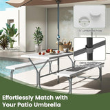 Giantex Picnic Table 6FT for 8 Person, Outdoor Table Set w/ 2 Benches, All-Weather HDPE Rectangular Tabletop - Photo 8