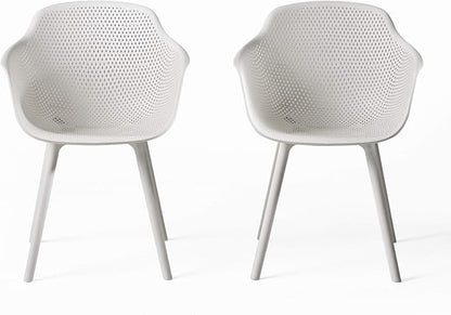 Christopher Knight Home Warren Outdoor Modern Dining Chair (Set of 2), White