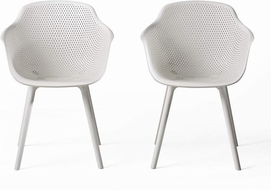 Christopher Knight Home Warren Outdoor Modern Dining Chair (Set of 2), White