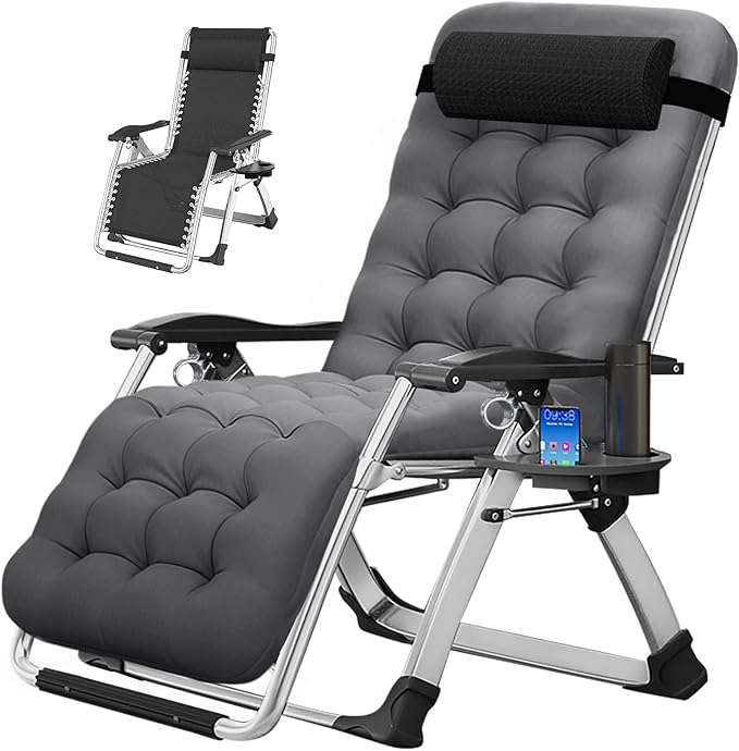 MOPHOTO Zero Gravity Chair, Outdoor Padded Lounge Chair with Side Table, Zero Gravity Recliner Chair, Outdoor Reclining Chair, Sturdy & Comfortable, Supports up to 440lbs