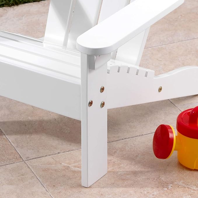 KidKraft Wooden Adirondack Children's Outdoor Chair, Kid's Patio Furniture, White, Gift for Ages 3-8 - Photo 5