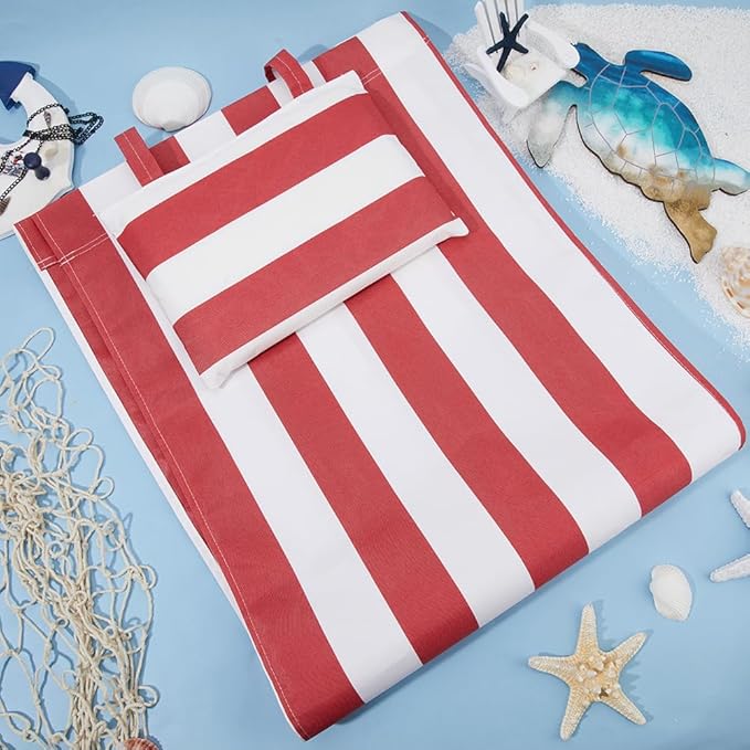 GORGECRAFT Beach Sling Chair Oxford Cloth with Pillow 44x17 Red and White Stripes Casual Lounge Lawn Chair Webbing - Photo 4