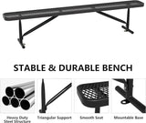 8 Feet Outdoor Steel Bench, Black Heavy Duty Metal Park Bench for Outside, Weatherproof Dock Bench - Photo 4