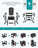 SERWALL Outdoor Glider Chair Set of 4 with Ottoman, HDPE Wood-Like Patio Glider Set All-Weather Porch Glider for Outside - Photo 9