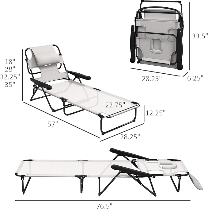 3-in-1 Oversized Sun Tanning Chair with Mat & Face Hole - Photo 3