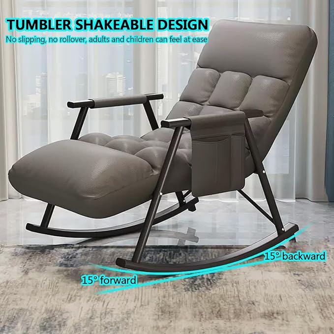 Outdoor Rocking Chair with armrests, Modern Comfortable Upholstered Rocking Chair, Modern Lounge Chair for Balcony - Photo 3