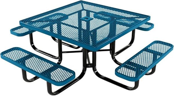COATEDOUTDOORFURNITURE Heavy-Duty Portable Outdoor Kids Table with Umbrella Hole, Expanded Metal Kids Picnic Table - Photo 1