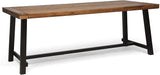Great Deal Furniture Beau Outdoor Eight Seater Wooden Dining Table, Teak and Rustic Metal Finish - Photo 5