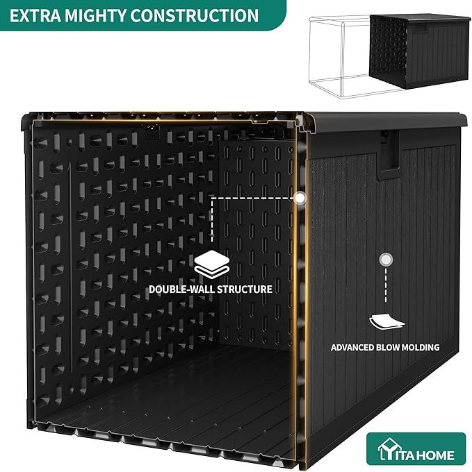 YITAHOME XL 150 Gallon Large Deck Box, Outdoor Storage for Patio Furniture Cushions, Garden Tools, Waterproof - Photo 3