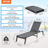 VEVOR 2 Pcs Chaise Lounge Chairs Outdoor, Aluminum Patio Lounge Chair with Adjustable 5-Position - Photo 3