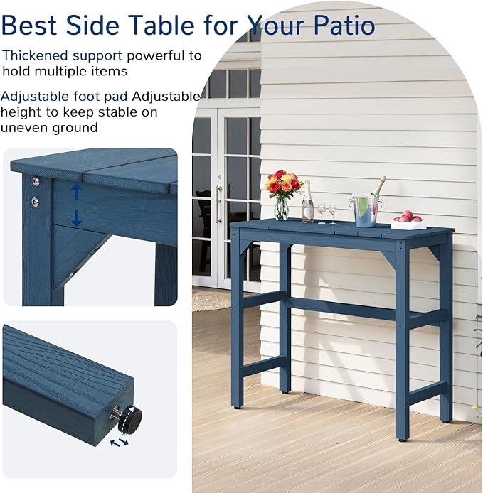 3 Piece Outdoor Bar Set, 42" Rectangular Pub Height High Top Bar Table & 2 Outdoor Bar Stools for Patio, Garden - Photo 5