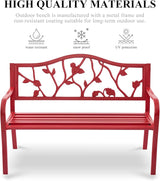 50" Outdoor Garden Bench, Cast Iron Metal Outdoor Benches Weatherproof with Artistic Strawberry Backrest - Photo 5