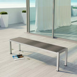 Modway Shore Aluminum Outdoor Patio Bench in Silver Gray - Photo 2