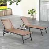 Tangkula 3 Piece Patio Chaise Lounge Set, Aluminum Patio Recliner with Coffee Table, 6-Level Backrest Adjustment - Photo 3