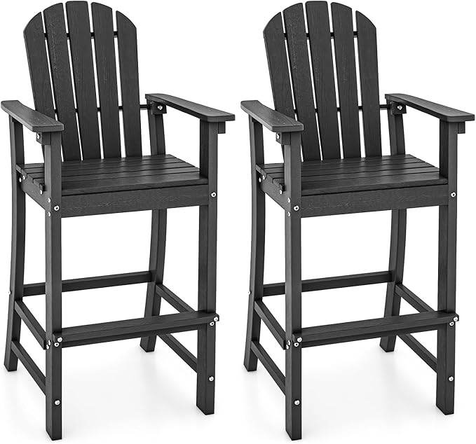 Tangkula Outdoor Tall Adirondack Chair 30 Inches Seat Height, HDPE Bar Height Patio Chair with High Backrest - Photo 1