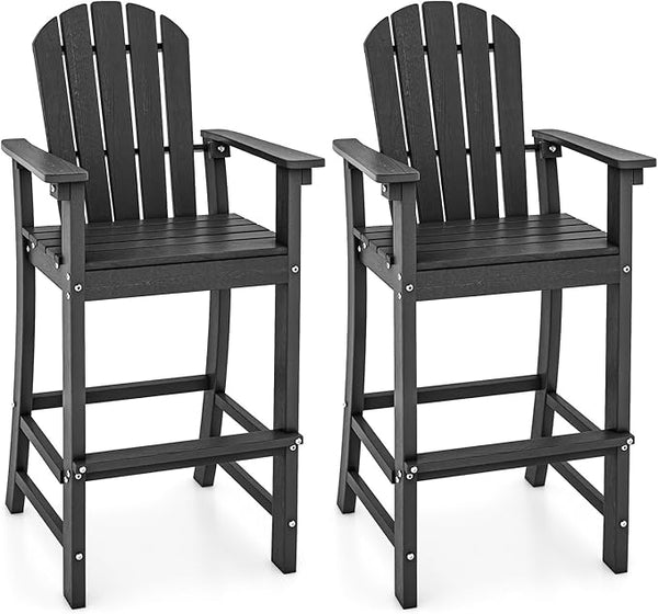 Tangkula Outdoor Tall Adirondack Chair 30 Inches Seat Height, HDPE Bar Height Patio Chair with High Backrest - Photo 1