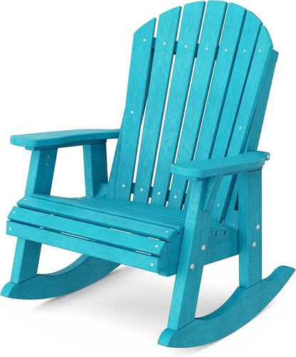 Wildridge Heritage Adirondack Rocking Chair, Aruba Blue - Outdoor Weather Resistant HDPE Rocking Chair for Patio, Deck, Fire Pit