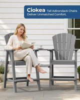 Ciokea Tall Adirondack Chairs Set of 4, HDPE Outdoor High Back Adirondack Chair with Double Connecting Tray - Photo 2