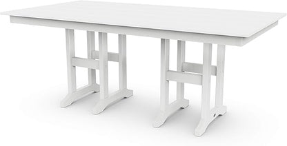 Polywood Lakeside Farmhouse Style 37" x 72" Rectangle Outdoor Dining Table, White, All-Weather HDPE Lumber Patio Furniture, Buffet Table for Deck, Garden, Poolside