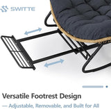 SWITTE Papasan Rocking Chair with Adjustable Footrest, Oversized Wicker Zero-Gravity Outdoor Rocker with Cushion - Photo 4