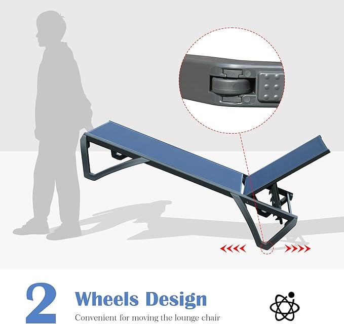 Domi Outdoor Lounge Chair, Aluminum Plastic Patio Chaise Lounge with Side Table & 5 Position Adjustable Backrest & - Photo 6