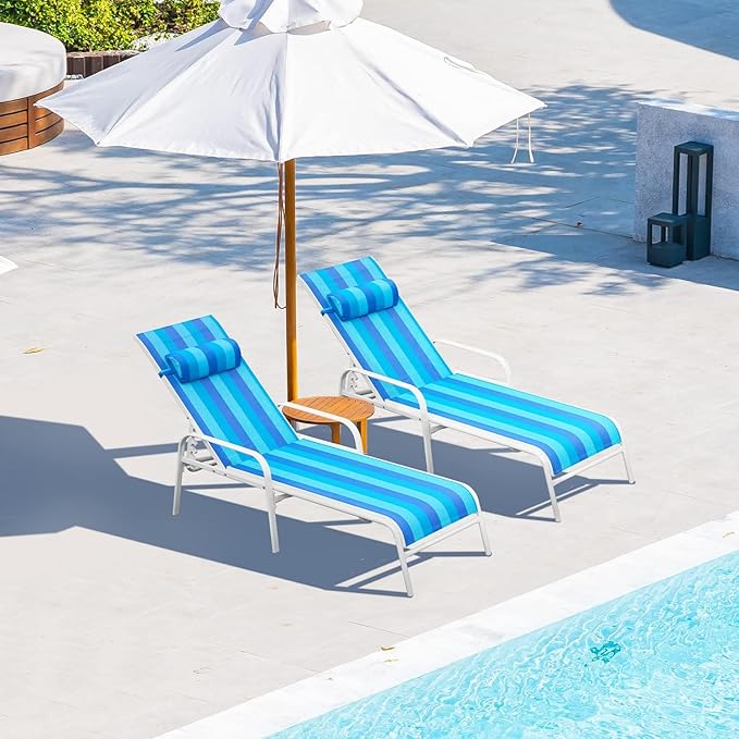 EROMMY Patio Chaise Lounge Chair, Set of 2 Outdoor Lounge Chairs with Adjustable Backrest - Photo 7