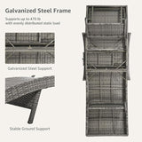 Set of 4 Gray Outdoor Chaise Lounge Chairs, Wicker Patio Lounge Chairs with Adjustable Backrest and Armrests - Photo 6