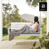 Premium Poly Lumber Porch Swing with Mounting Kit – All-Weather HDPE Hanging Bench with Cup Holders & Steel Chains for - Photo 2