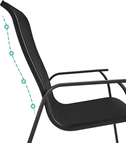 Yaheetech Set of 6 Patio Dining Chairs, Outdoor Stackable Patio Chairs with Backrest/Armrests, All Weather Chairs for Garden/Lawn/Porch/Backyard Pool, Black