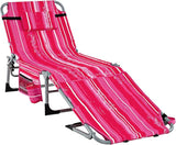 Tangkula Tanning Chair, Outdoor Folding Beach Lounge Chair with Face Hole, Adjustable Footrest, Removable Pillow - Photo 1