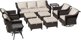 11 Pieces Patio Conversation Furniture Set - 1 Sofa, 4 Ottomans, 4 Swivel Chairs, 2 Side Tables - Photo 7