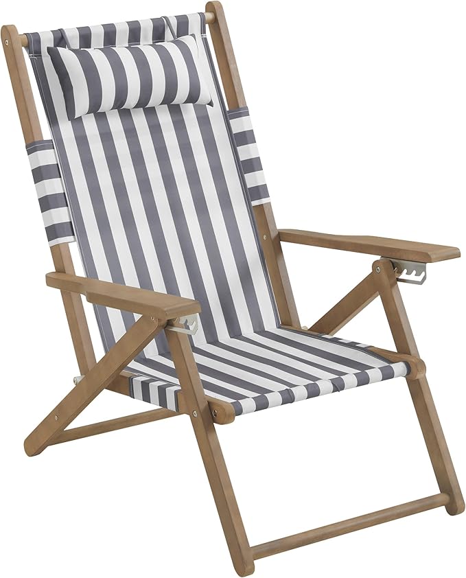 Lavish Home Beach Chair - Outdoor Weather-Resistant Wood Folding Chair with Backpack Straps - 4-Position Reclining Seat - Photo 1