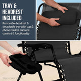 Best Choice Products Set of 2 Extra Wide Adjustable Steel Mesh Zero Gravity Lounge Chair Recliners w/Pillows and Cup - Photo 8