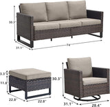 Rilyson Wicker Outdoor Patio Furniture Set - 7 Piece Patio Conversation Set with 4 Swivel Rocker Chairs - Photo 2