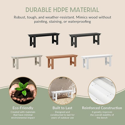 WestinTrends Ashore Outdoor HDPE 48" Modern Backless Patio Bench, White