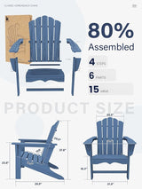 KINGYES HDPE Adirondack Chair, Classic All-Weather Adirondack Chairs - Photo 3