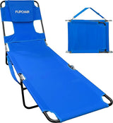 Face Down Tanning Chaise Lounge Chair - Face & Arm Holes - 2 Legs Support - Polyester Material – Backrest Positions - Photo 1