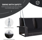 RELAX4LIFE Porch Swing 2-Seat Patio Rattan, Wicker Porch Swings Outdoor W/Two 7.9 Ft Solid Steel Chain - Photo 6