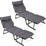 Giantex Folding Patio Lounge Chair with 6 Backrest Positions, Portable Foldable Bed with Cushion and Armrest