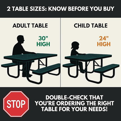 COATEDOUTDOORFURNITURE Heavy-Duty Portable Outdoor Kids Table, Punched Steel Kids Picnic Table, Commercial-Grade Picnic Table, Made in America (4ft Rectangular, Childrens, Orange)
