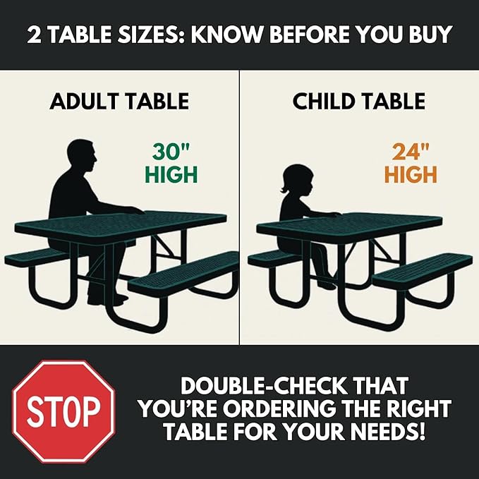COATEDOUTDOORFURNITURE Heavy-Duty Portable Outdoor Kids Table, Expanded Metal Kids Picnic Table - Photo 2