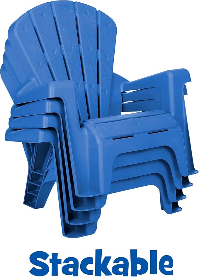 Little Tikes Kids Garden Chair 4 Pack in Blue, Outdoor Toddler Activity Adirondack Chairs for Picnic, Garden, Patio - Photo 4
