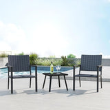 C-Hopetree Outdoor Lounge Chair for Outside Patio Porch, Metal Frame, Black All Weather Wicker - Photo 6