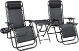 Homall 3 Pcs Zero Gravity Chair Patio Folding Recliner Outdoor Chaise Lounge Chairs Portable Reclining Chair Set with - Photo 1