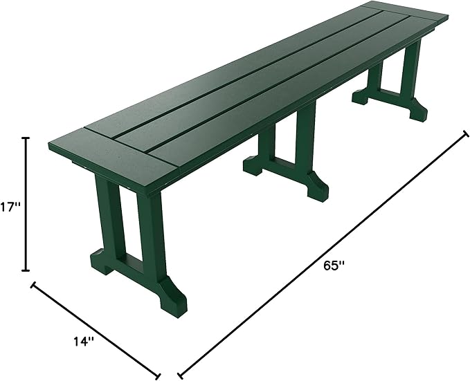 WO WESTIN OUTDOOR HDPE Laguna Trestle 65" Bench,Dark Green